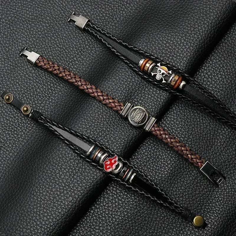 One Piece/Naruto/Attack on Titan Leather Bracelet