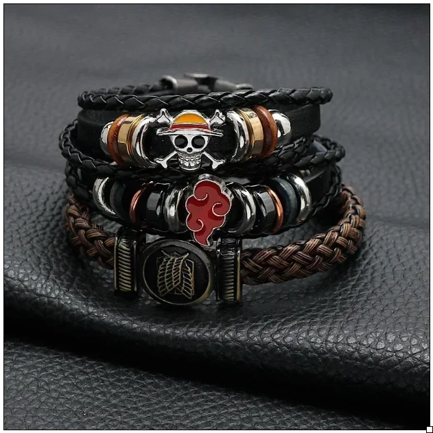 One Piece/Naruto/Attack on Titan Leather Bracelet