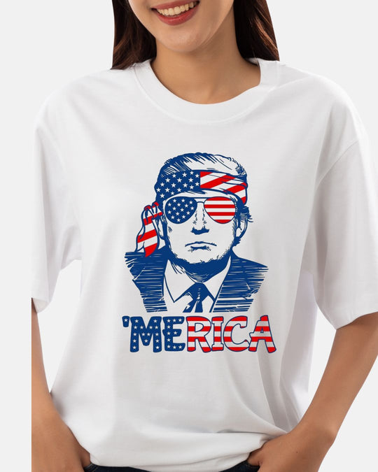 Donald Trump T-shirt - MERICA TRUMP Happy 4th Of July Trump American Flag