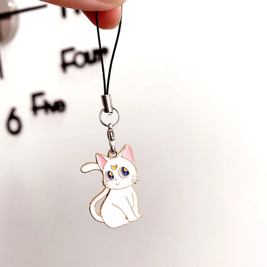 Sailor Moon Luna and Artemis Cat Kawaii Key Chain / Charm