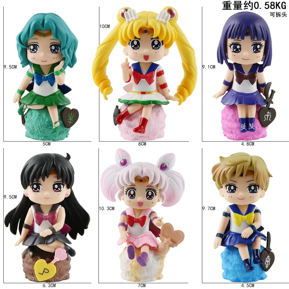 Sailor Moon 6pc Action Figure Set / Anime Figure Set