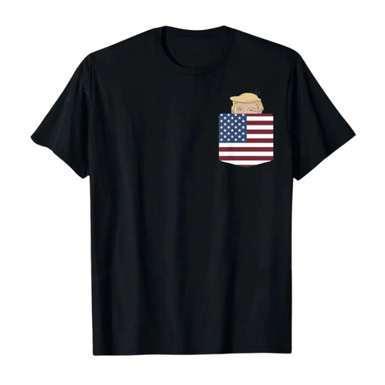 Donald Trump T-shirt - USA Flag Pocket